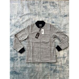 NWT! Indigo Star Navy White Aqua Space Dye Twill Madison Bomber Shirt Jacket S